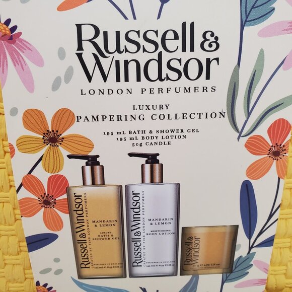 Russell & Windsor LONDON PERFUMERS LUXURY BATH SET Mandarin Lemon Candle Lotion - Picture 7 of 14